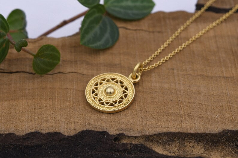 Gold hotsell mandala necklace
